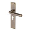 Heritage Brass Octave Euro Profile Door Handle on 200mm Plate Antique Brass finish