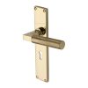 Heritage Brass Bauhaus Knurled Lever Lock Door Handle on 200mm Plate Polished Brass finish