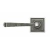 Pewter Avon Round Lever on Rose Set (Square Rose) - Unsprung