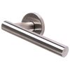 Steel Line Door Handle Lever Latch on Round Rose Tubular Design Satin Stainless Steel finish