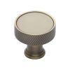 Heritage Brass Cabinet Knob Florence Knurled Design 32mm Antique Brass finish