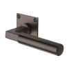 Heritage Brass Door Handle Lever Latch on Square Rose Bauhaus Design Matt Bronze finish