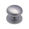 Heritage Brass Cabinet Knob Victorian Round Design with base 38mm Satin Chrome finish