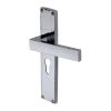 Heritage Brass Delta Hammered Euro Profile Door Handle on 200mm Plate Polished Chrome finish