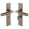 Heritage Brass Bauhaus Bathroom Set Door Handle on 200mm Plate Antique Brass finish