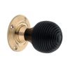 Ebony Beehive Rim/Mortice Door Knob Polished Brass