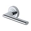 Heritage Brass Door Handle Lever Latch on Round Rose Admiralty Design Polished Chrome finish