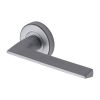 Heritage Brass Door Handle Lever Latch on Round Rose Pyramid Design Satin Chrome finish