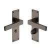 Heritage Brass Door Handle for Bathroom Metro Design Matt Bronze finish