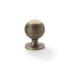 Alexander & Wilks - Caesar Cupboard Knob on Round Rose - Antique Brass - 32mm