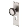 Heritage Brass Mortice Knob on Euro Profile Plate Balmoral Design Satin Nickel finish