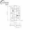 Eclipse 14905 - 76x51x2mm SSS Ball Bearing Radius Corner Hinge Grade 7 - (Pair) - Satin Stainless Steel