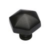 Heritage Brass Cabinet Knob Classic Hexagon Design 32mm Matt Black finish