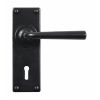 Padstow Lever Handle on Backplate (Lock/Keyhole) - Flat Black