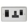 Eurolite Stainless Steel 45Amp Switch with a socket Polished Stainless Steel