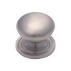 Heritage Brass Cabinet Knob Victorian Round Design with base 38mm Satin Nickel finish