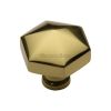 Heritage Brass Cabinet Knob Classic Hexagon Design 32mm Polished Brass finish