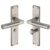 Heritage Brass Bauhaus Hammered Bathroom Set Door Handle on 200mm Plate Satin Nickel finish