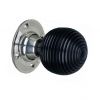 Ebonised Beehive Mortice/Rim Door Knob Polished Nickel