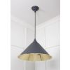 Smooth Brass Hockley Pendant in Slate