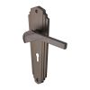 Heritage Brass Door Handle Lever Lock Waldorf Design Matt Bronze finish