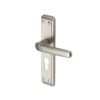 Heritage Brass Door Handle for Euro Profile Plate Deco Design Satin Nickel finish