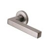 Steel Line Door Handle Lever Latch on Round Rose Tube Design Satin Stainless Steel finish