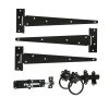 10" 250mm Plain Ring Gate Ironmongery Kit Black