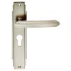 Art Deco Lever On Euro Lock Backplate - Satin Nickel