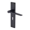 Heritage Brass Gio Lever Lock Door Handle on 200mm Plate Matt Black finish