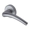 Heritage Brass Door Handle Lever Latch on Round Rose Wing Design Satin Chrome finish