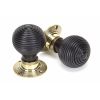 Ebony & Aged Brass Beehive Mortice/Rim Knob Set