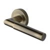 Heritage Brass Door Handle Lever on Rose Bauhaus Mitre Design Antique Brass Finish