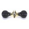 Ebony & Polished Brass Beehive Mortice/Rim Knob Set