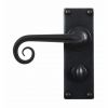 Curl Lever Handle on Backplate (Bathroom - Left Hand) - Flat Black