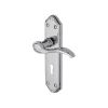 Heritage Brass Door Handle Lever Lock Verona Small Design Polished Chrome finish