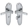 Heritage Brass Door Handle for Bathroom Waldorf Design Satin Chrome finish