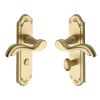 Heritage Brass Door Handle for Bathroom Lisboa Design Satin Brass finish