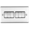 Eurolite Enhance Decorative 6 Gang Switch Satin Stainless Steel