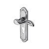 Heritage Brass Door Handle for Euro Profile Plate Lisboa Design Polished Chrome finish