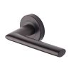 Heritage Brass Door Handle Lever Latch on Round Rose AdmiraltyDesign Matt Bronze finish