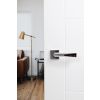 Forme Crystal Lever Door Handle on Minimal Square Rose - Polished Chrome