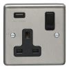 Eurolite Stainless Steel 1 Gang USB Socket Satin Stainless Steel