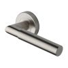 Heritage Brass Door Handle Lever on Rose Bauhaus Mitre Design Satin Nickel Finish