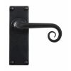 Curl Lever Handle on Backplate (Latch/Passage) - Flat Black