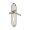 Heritage Brass Door Handle for Euro Profile Plate Ambassador Design Satin Nickel finish