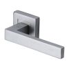 Heritage Brass Door Handle Lever Latch on Square Rose Delta Sq Design Satin Chrome finish