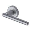 Heritage Brass Door Handle Lever Latch on Round Rose Alicia Design Satin Chrome finish