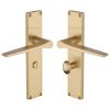 Heritage Brass Gio Bathroom Set Door Handle on 200mm Plate Satin Brass finish