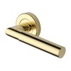 Heritage Brass Door Handle Lever on Rose Bauhaus Mitre Design Polished&nbsp;Brass Finish